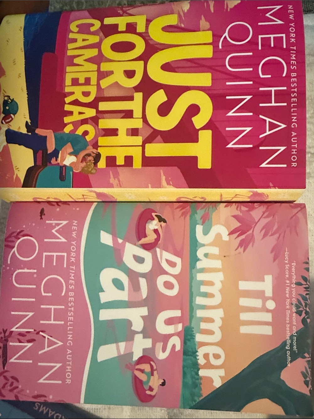 Set of Two Meghan Quinn Paperback Novels - Bright Pink & Coral Covers
